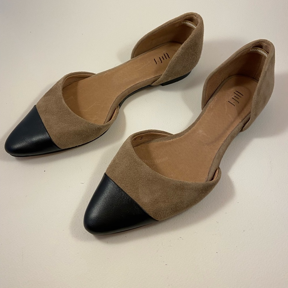 J. Jill Suede Leather Cap Toe D'Orsay flats black tan black dress shoes 6.5 - Picture 3 of 7